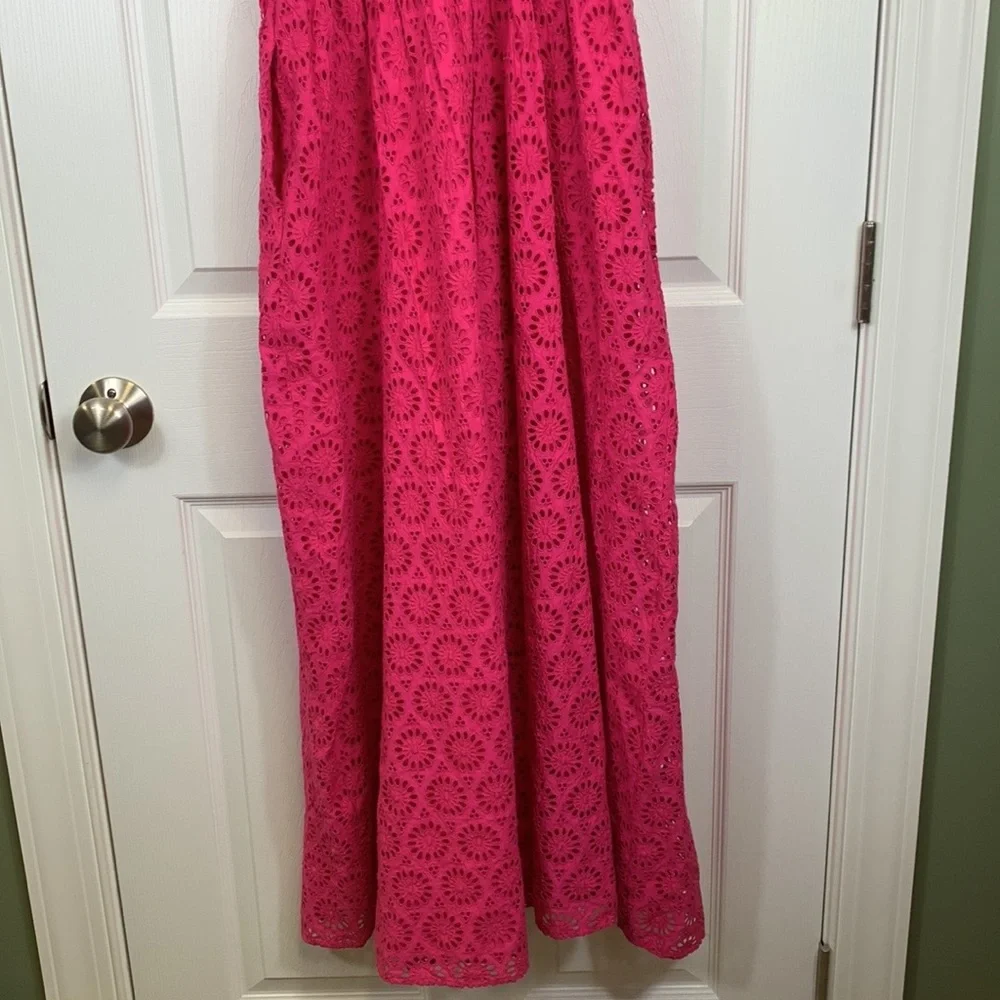 NWT J. Crew bright pink eyelet lace sleeveless maxi dress sz 4